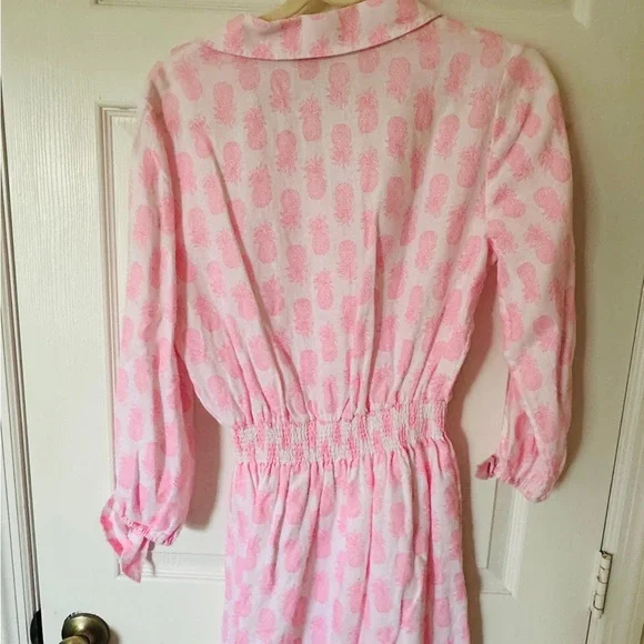 Lilly Pulitzer Pink Printed Linen Shirt Dress - Picture 6 of 10